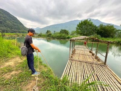 Walking farming paths and village trails in Pu Luong trekking