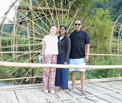 Traditional bamboo water wheels used for irrigation in Pu Luong