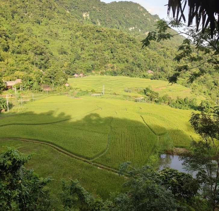 Pu Luong rice terraces and valley landscape in Pu Luong Nature Reserve northern Vietnam