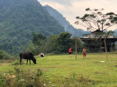 Peaceful mountain valley landscape in Pu Luong Vietnam