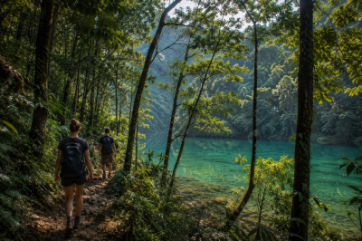 Jungle trekking near Ba Be Lake Vietnam