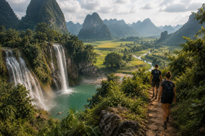 Hiking landscapes and waterfalls in Cao Bang Vietnam