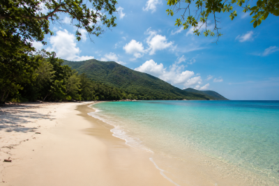 Empty tropical beach in Con Dao Vietnam