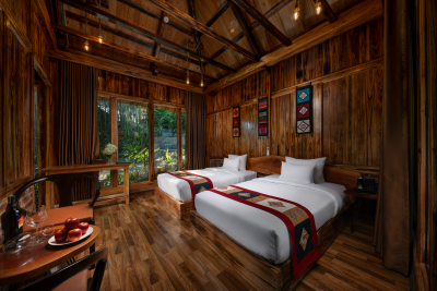 Eco lodge family room in Pu Luong Vietnam