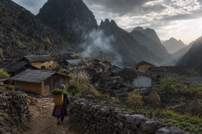 Remote ethnic minority village in Ha Giang Vietnam