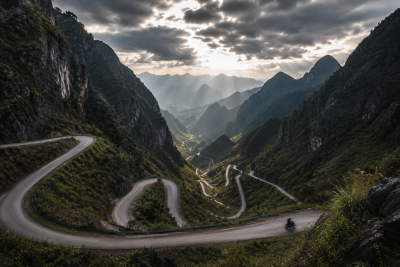 Mountain pass landscape in Ha Giang Vietnam
