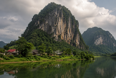 Limestone mountain landscape in Phong Nha Vietnam