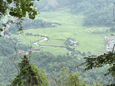 Pu Luong 3 days 2 nights trekking view of rice terraces and valley from above