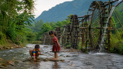 Traditional bamboo water wheels in Pu Luong Nature Reserve