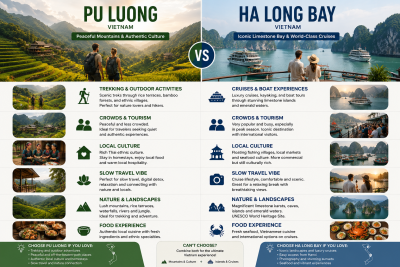 Infographic comparing Pu Luong and Ha Long Bay in Vietnam