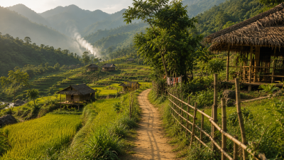 Peaceful trekking trail through a quiet village in Pu Luong Vietnam