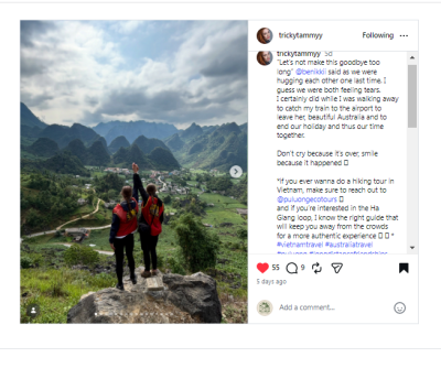 International travelers sharing their hiking experience in northern Vietnam after trekking with local guides