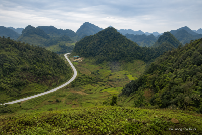 Hang Kia Pa Co trekking through Hmong highland villages and mountain landscapes
