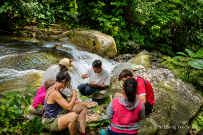 Hidden waterfall trek in Ngoc Son Ngo Luong on a Northern Vietnam trekking route